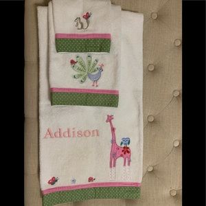 Pottery Barn Kids 3 piece towel set Monogrammed Addison
